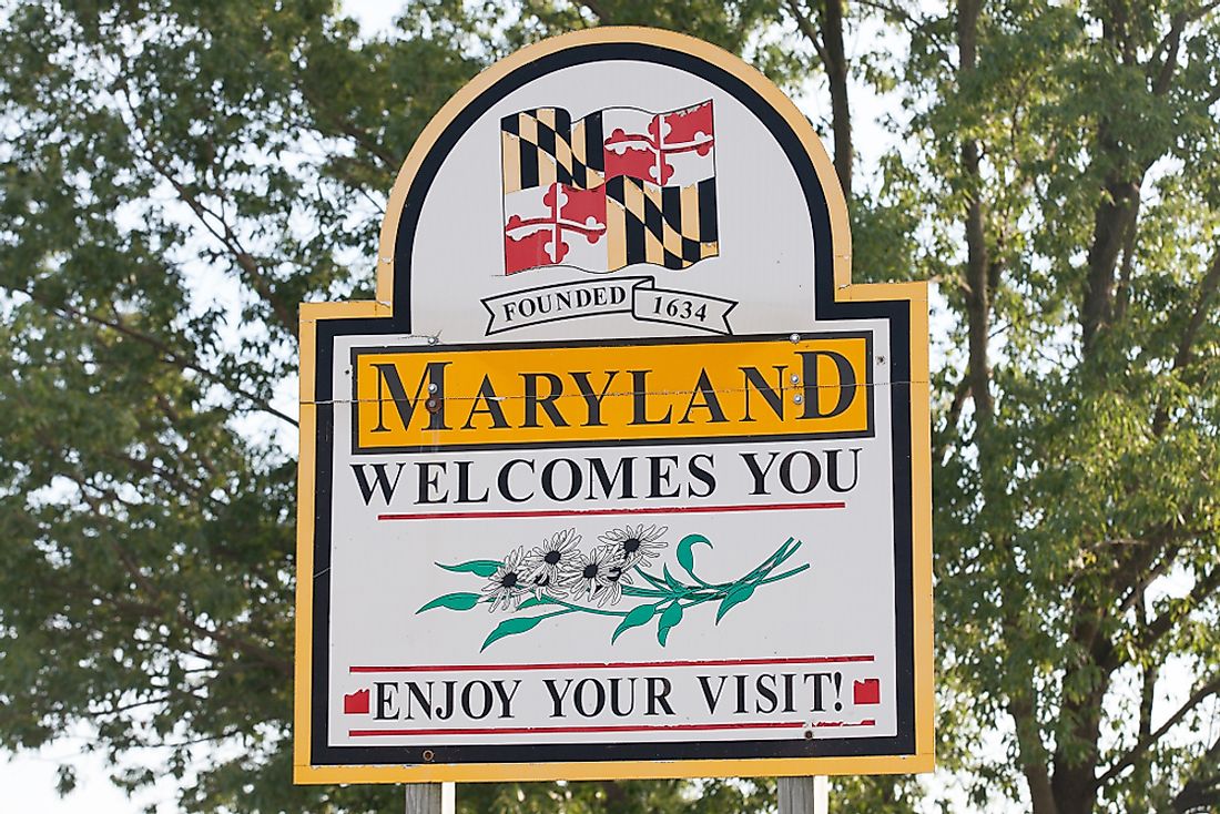 "Welcome to Maryland" sign. Editorial credit: Mark Van Scyoc / Shutterstock.com.