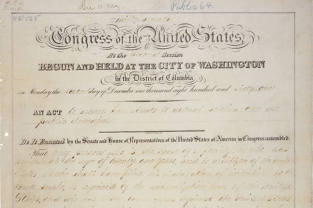 The Homestead Act was a series of United States Federal laws to encourage western migration.