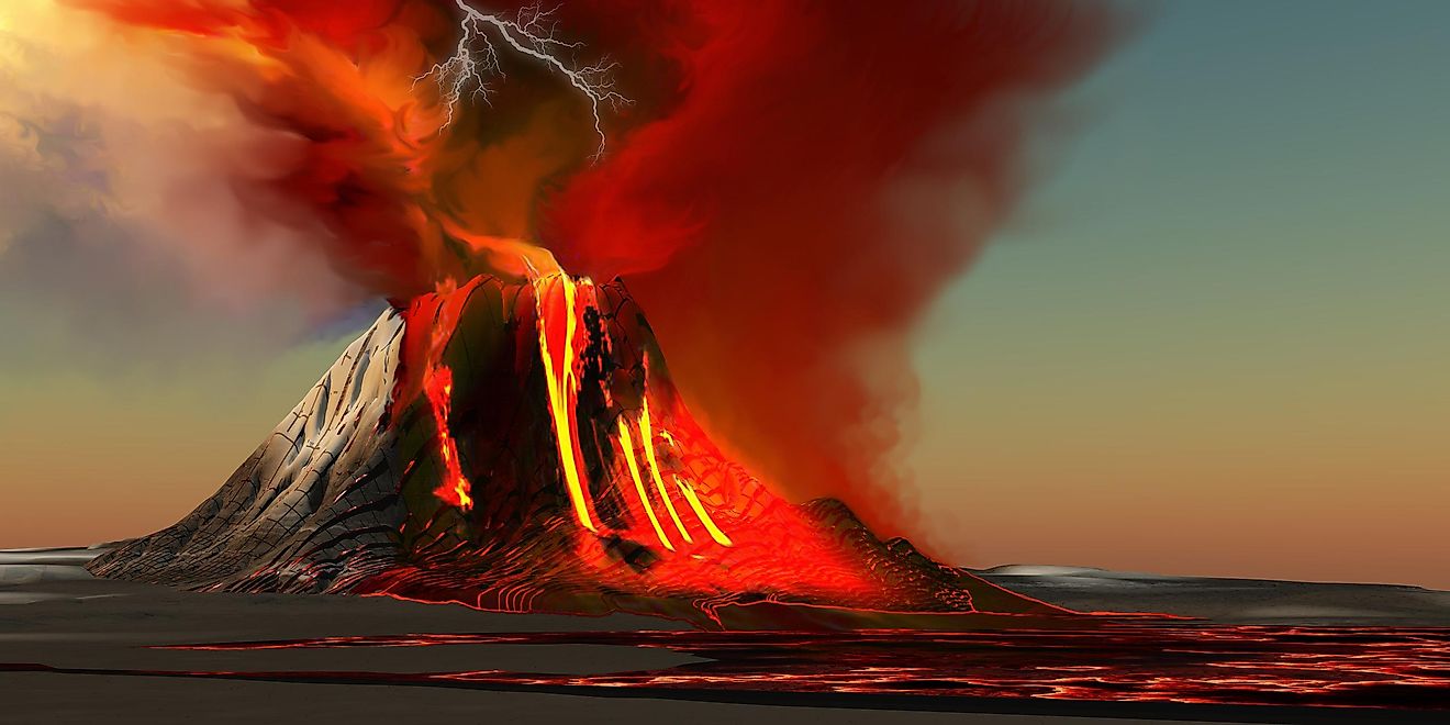 Hawaii Volcano - The Kilauea volcano erupts on the island of Hawaii with plumes of fire and smoke.