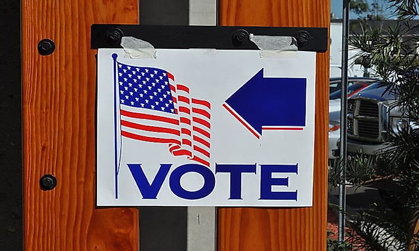 A signboard encouraging voters to vote in the United States.