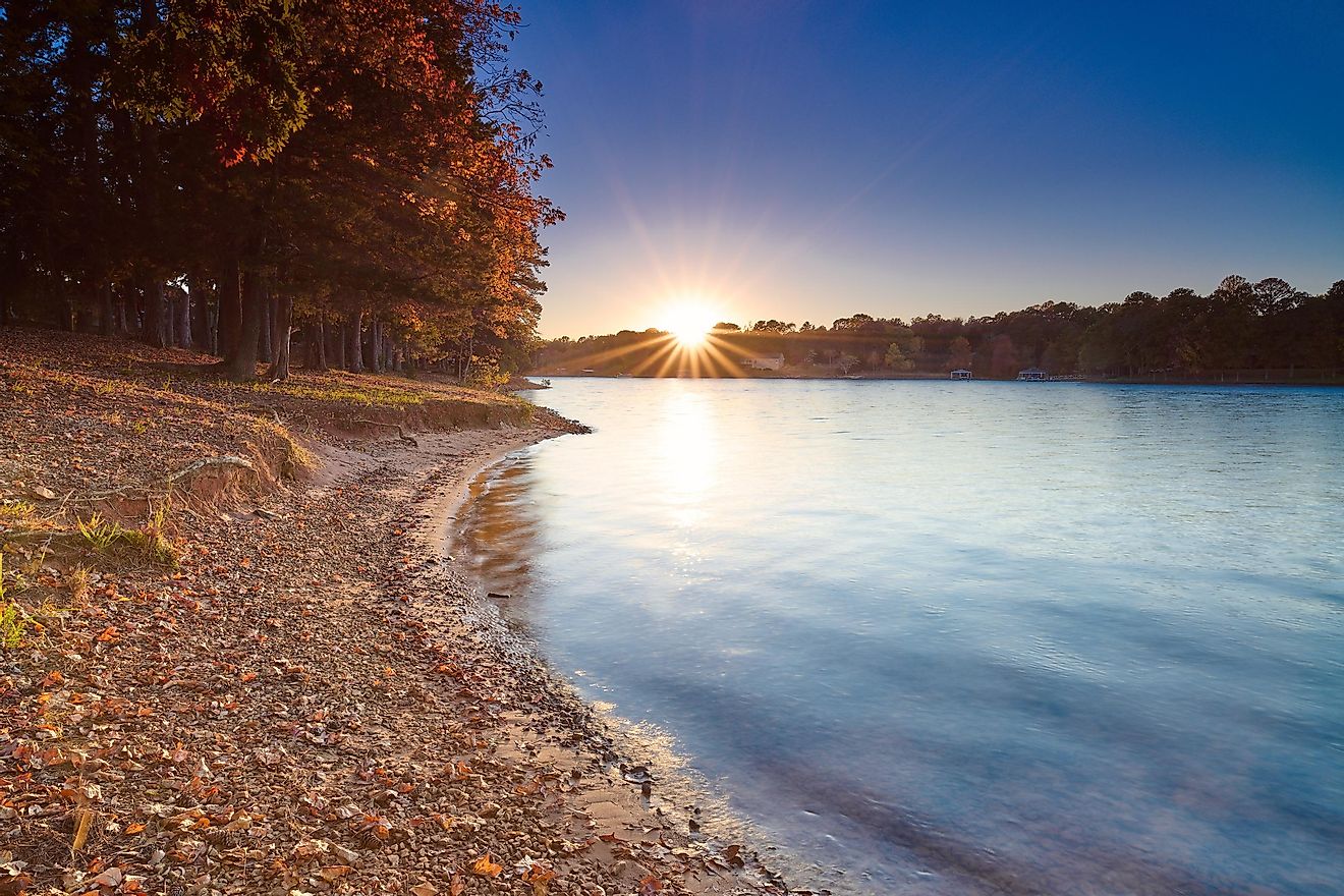 Sunset along the shoreline of Lake Keowee, South Carolina.