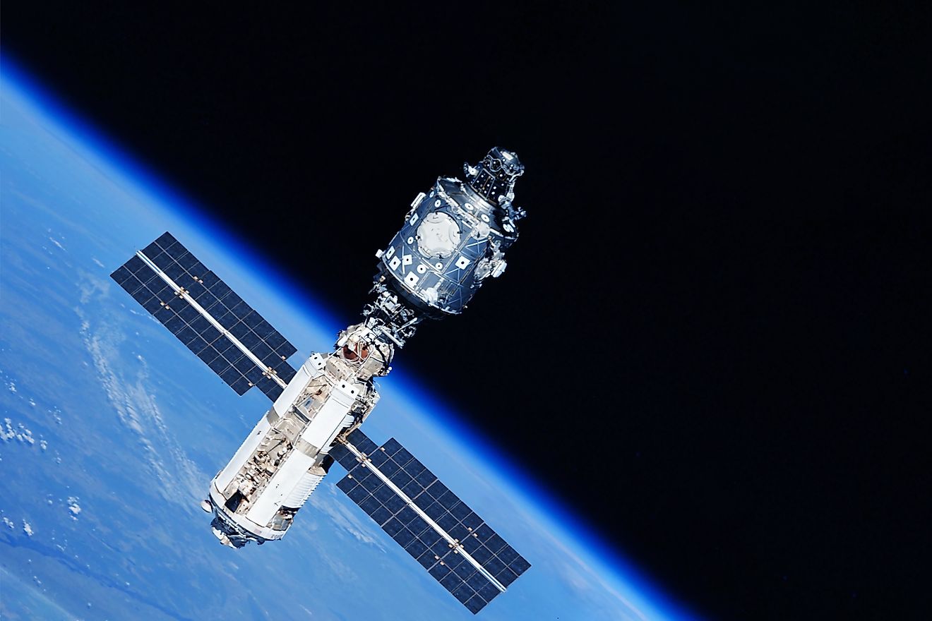 A satellite in orbit. Via Shutterstock / Artsiom P