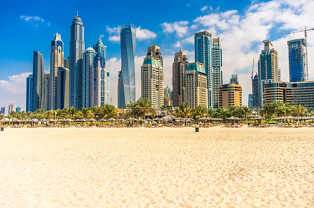 The numerous skyscrapers of Dubai. 