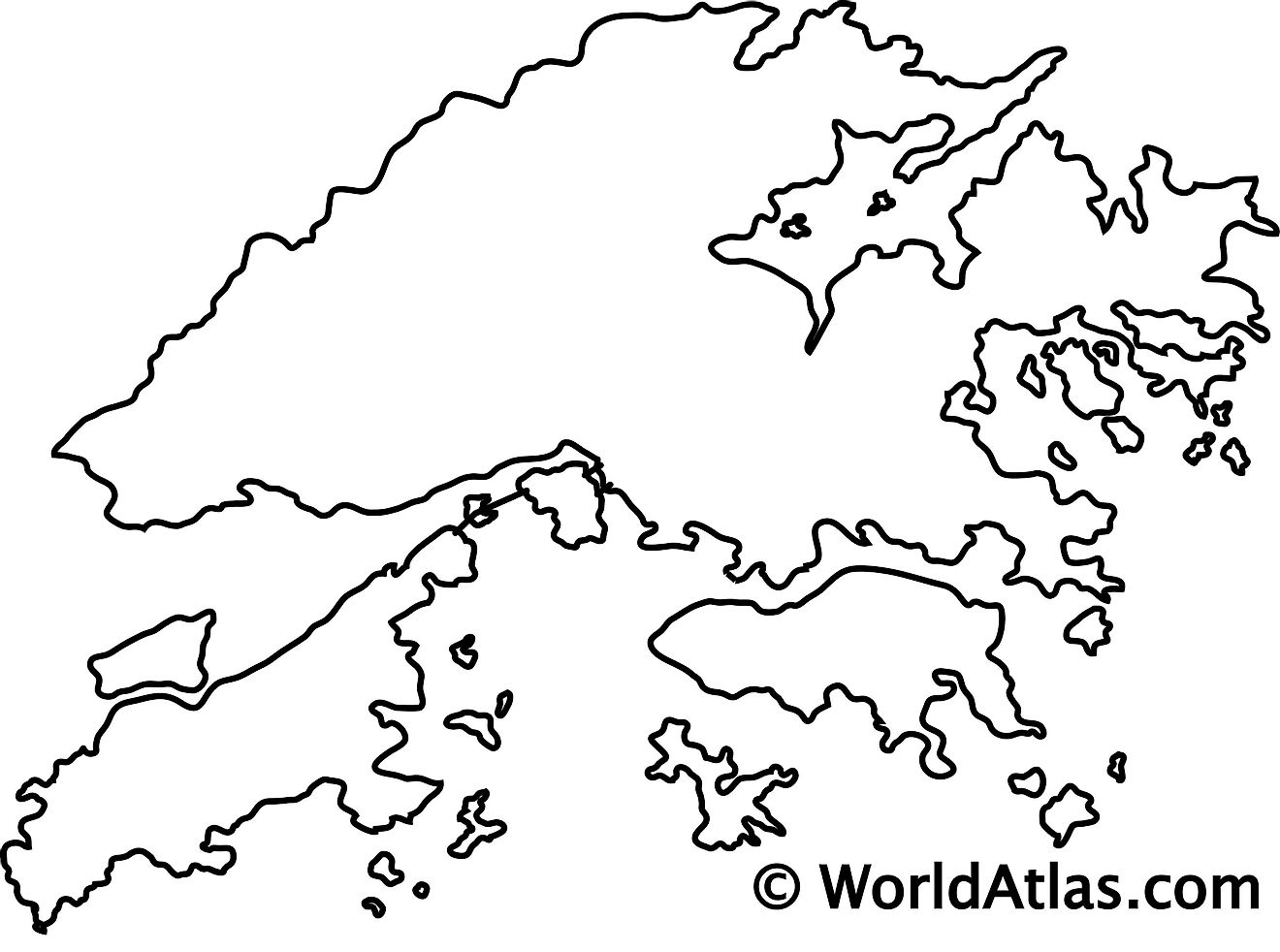 Blank Outline Map of Hong Kong