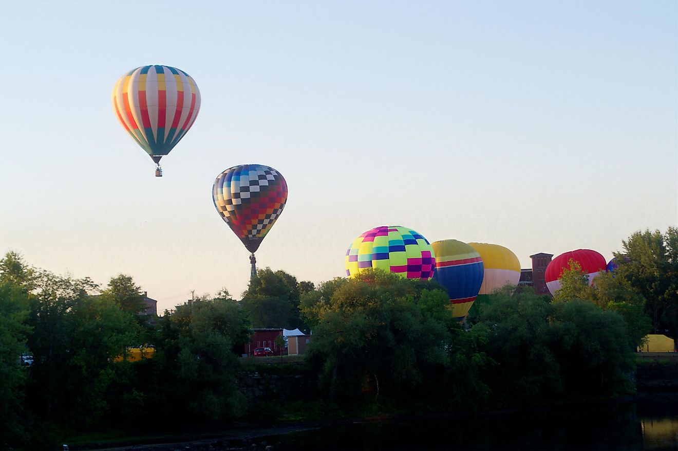 Annual 2025 Lewiston Auburn Maine Great Falls Balloon Festival Morning launch.