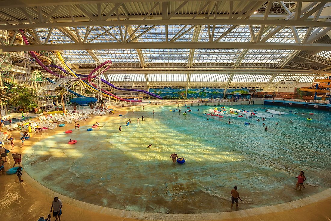 World Waterpark, in Alberta's West Edmonton Mall was the first indoor waterpark upon its opening in 1985. Editorial credit: Nick Fox / Shutterstock.com