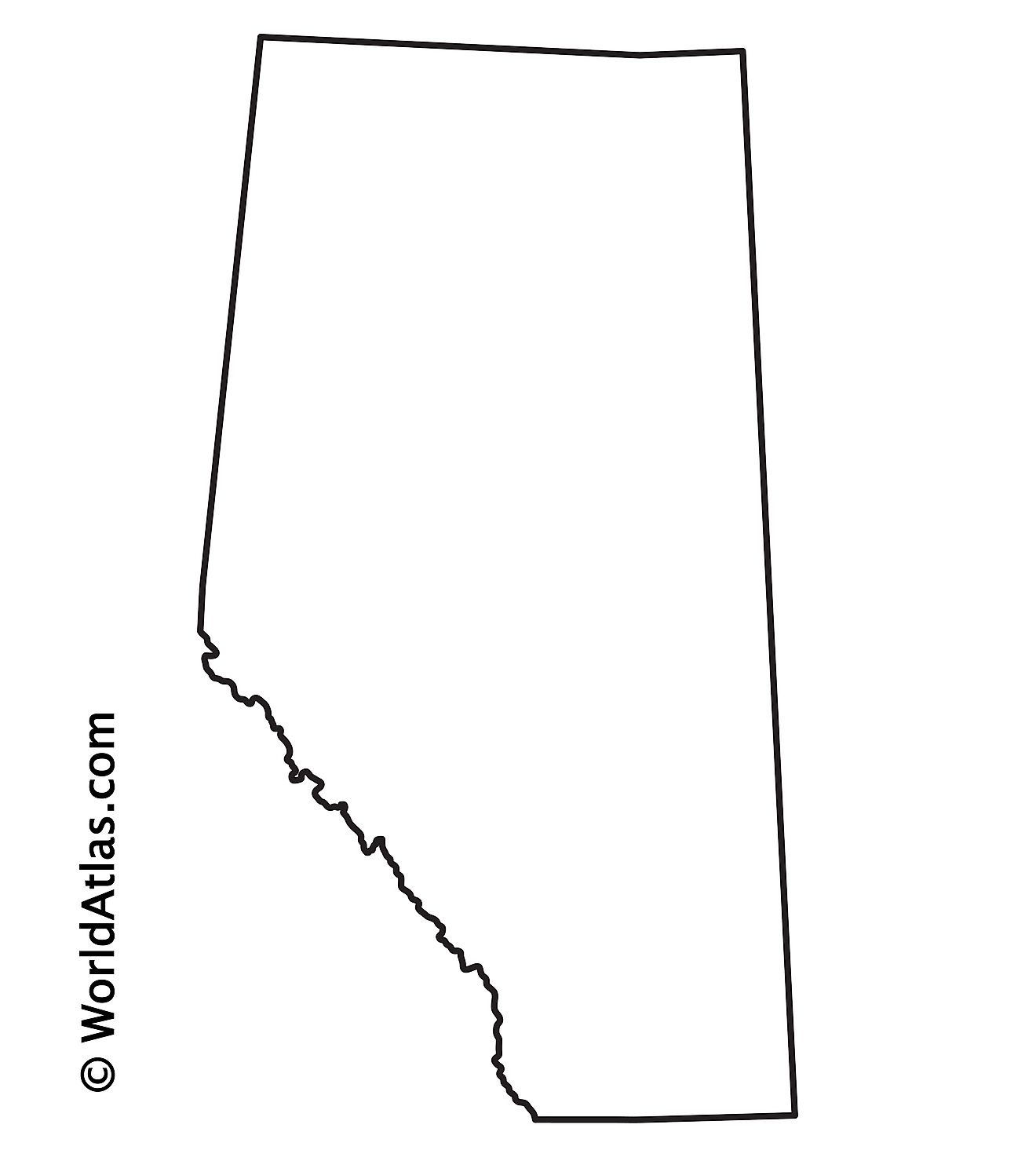 Blank Outline Map of Alberta
