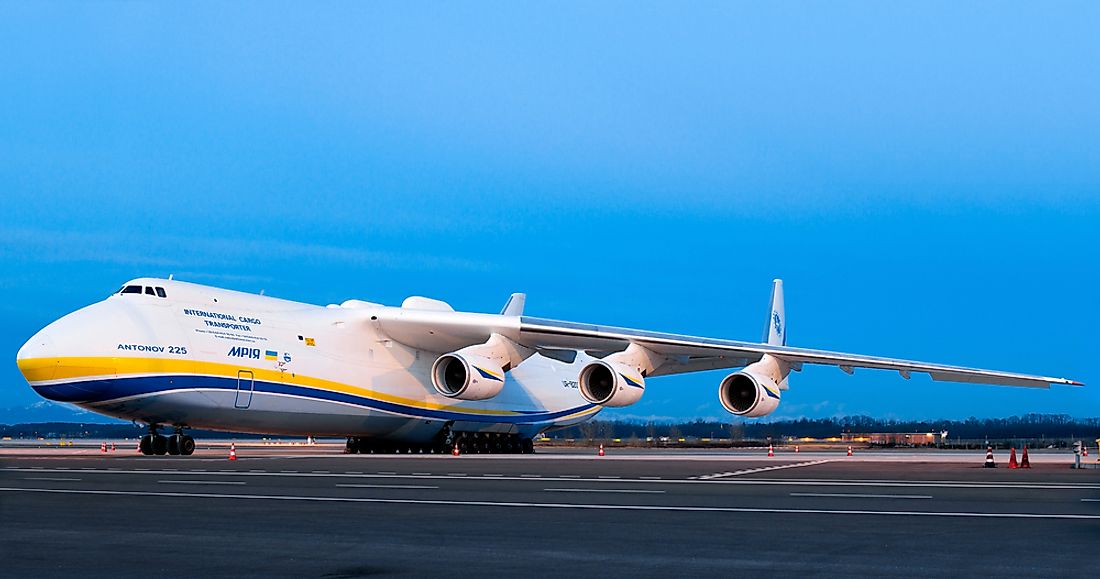 Antonov An-225 Mriya has a 290 ft wingspan. Editorial credit: Davide Calabresi / Shutterstock.com
