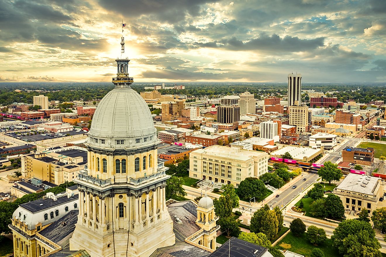 The Illinois State Capitol dome in Springfield, Illinois, USA