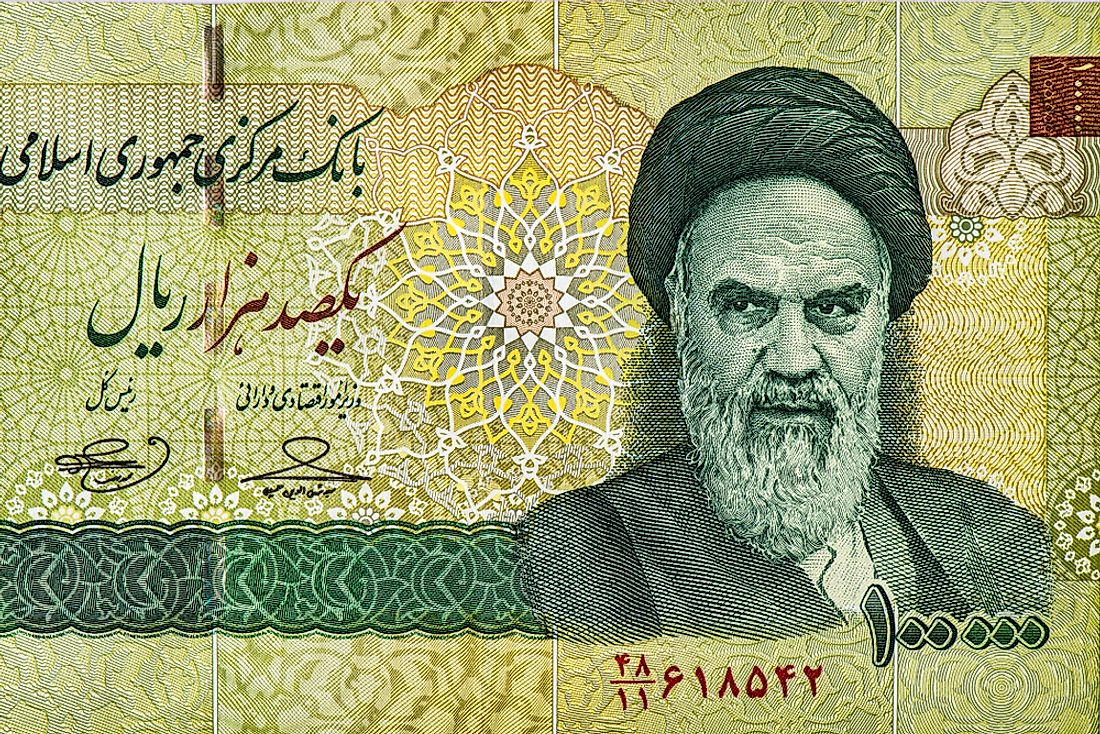 Ayatollah Khomeini on an Iranian banknote. 
