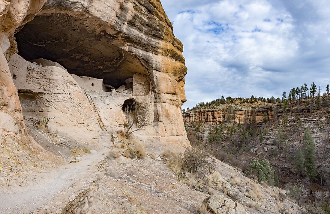 The Gila Cliff Dwellings National Monument preserves Mogollon cliff dwellings.
