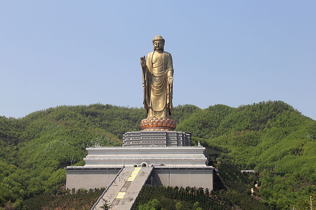 China's 420-foot tall Spring Temple Buddha is the second-tallest statue on Earth.