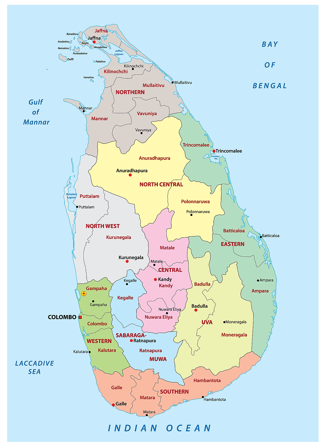 sri lanka map with rivers