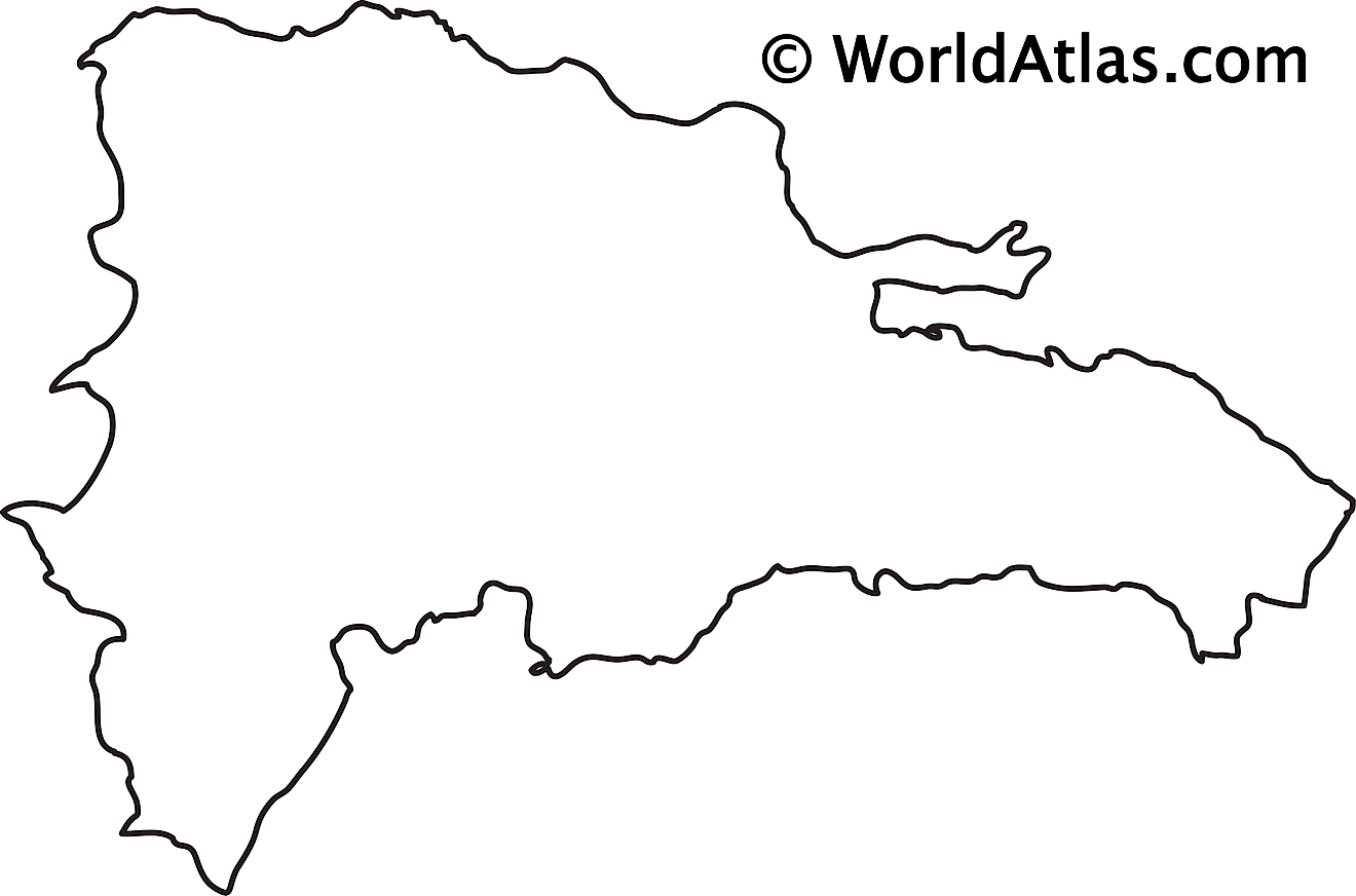 Mapa de contorno en blanco de la República Dominicana
