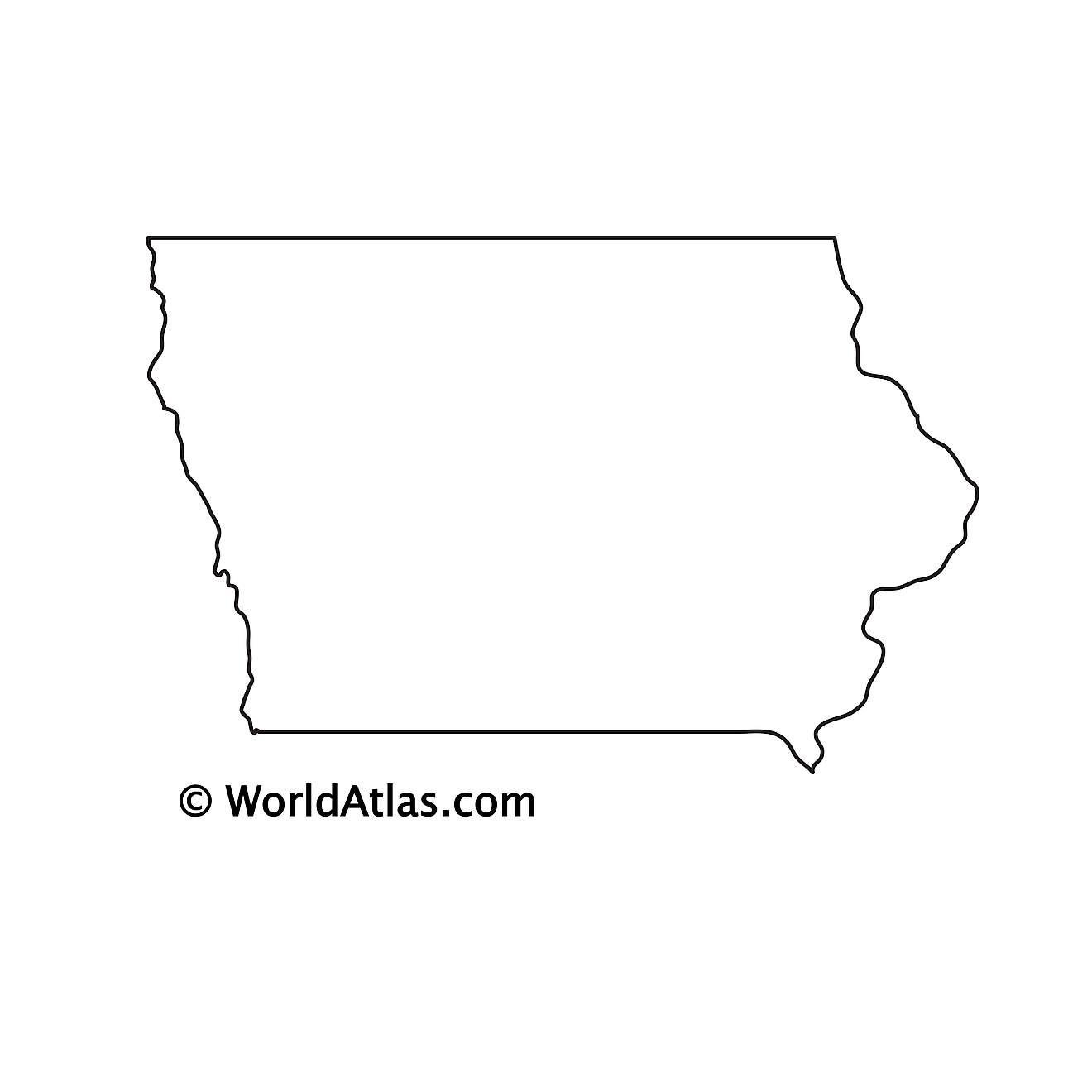 Mapa de contorno en blanco de Iowa