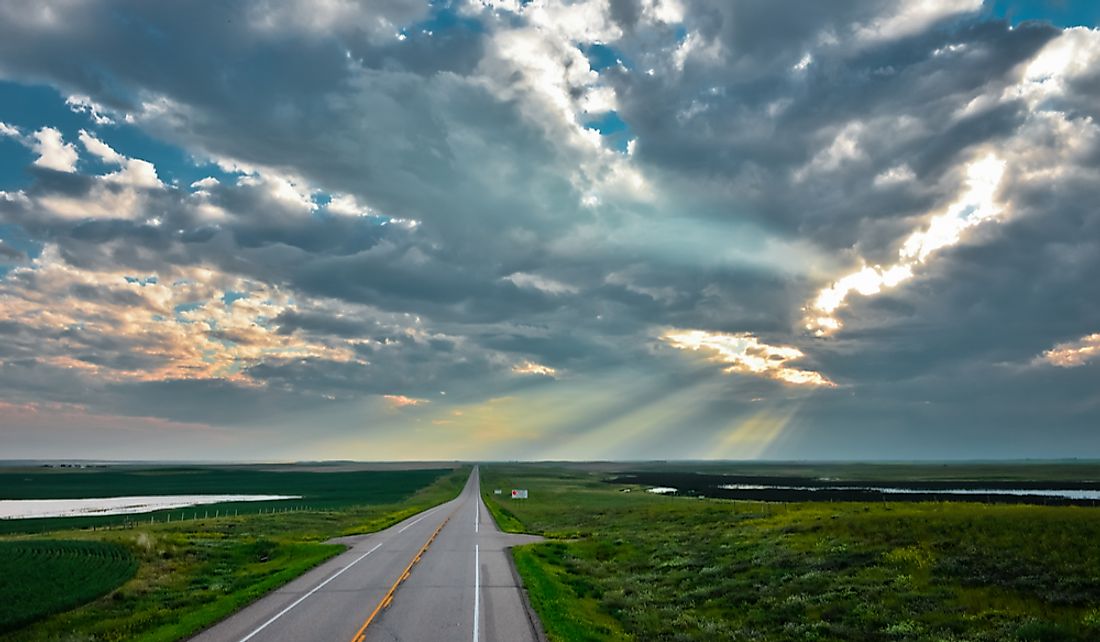 Road from Saskatchewan to Alberta, Canada.