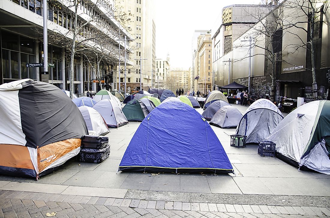 A "tent city" in Sydney, Australia. Editorial credit: ArliftAtoz2205 / Shutterstock.com.