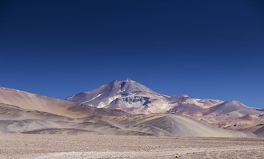 Ojos del Salado rises up above the Atacama Desert in Chile.