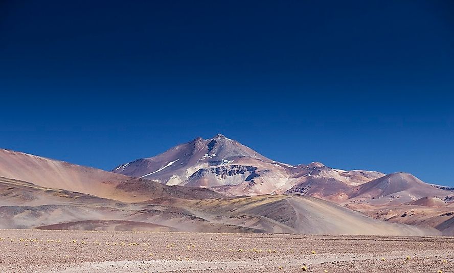 Ojos del Salado rises up above the Atacama Desert in Chile.