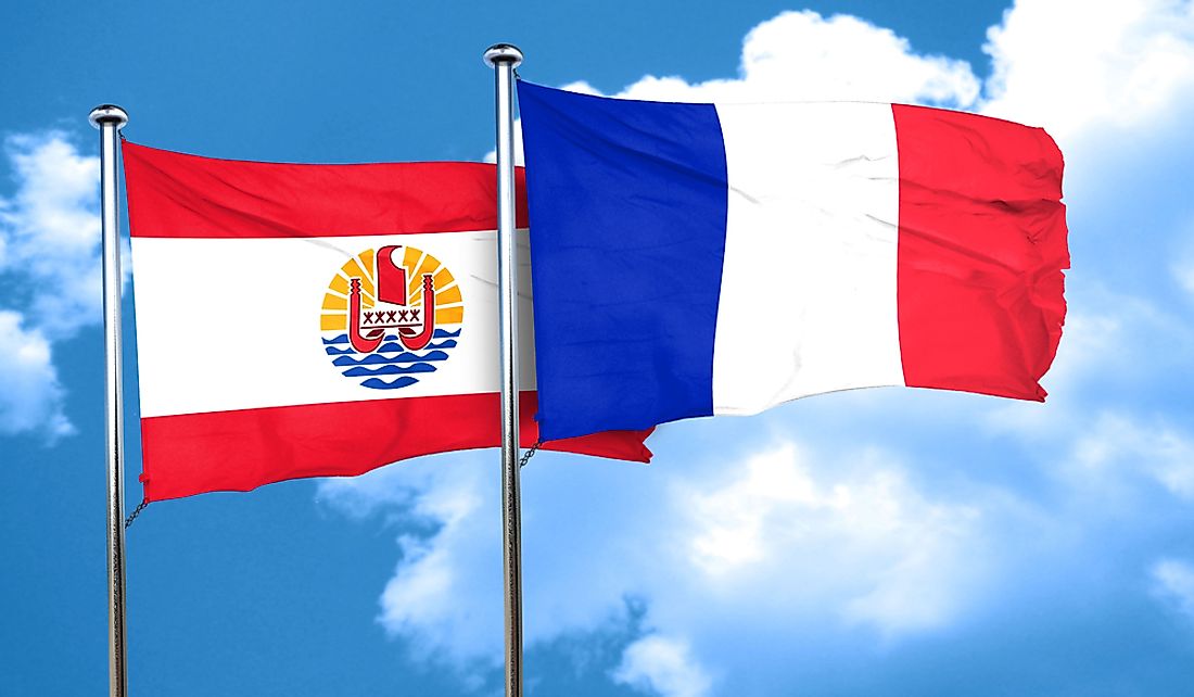 Flags of France and the French territory of French Polynesia.