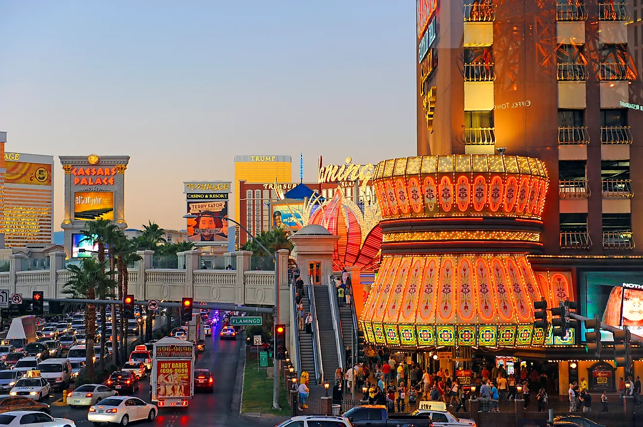 Flamingo and Las Vegas Blvd in Las Vegas, Nevada. Editorial credit: Dennis MacDonald / Shutterstock.com