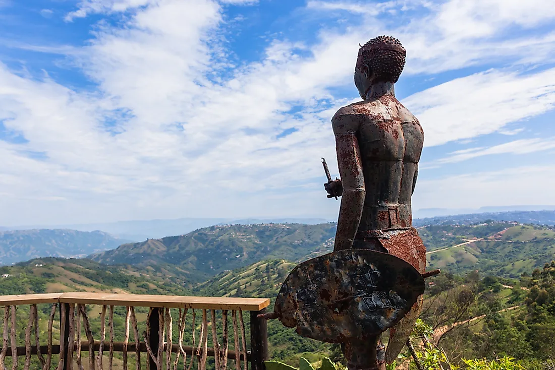 A metal Zulu statue in South Africa. 