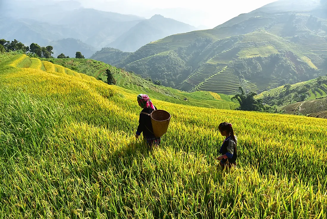 A woman and child from the Hmong minority group in Laos. 