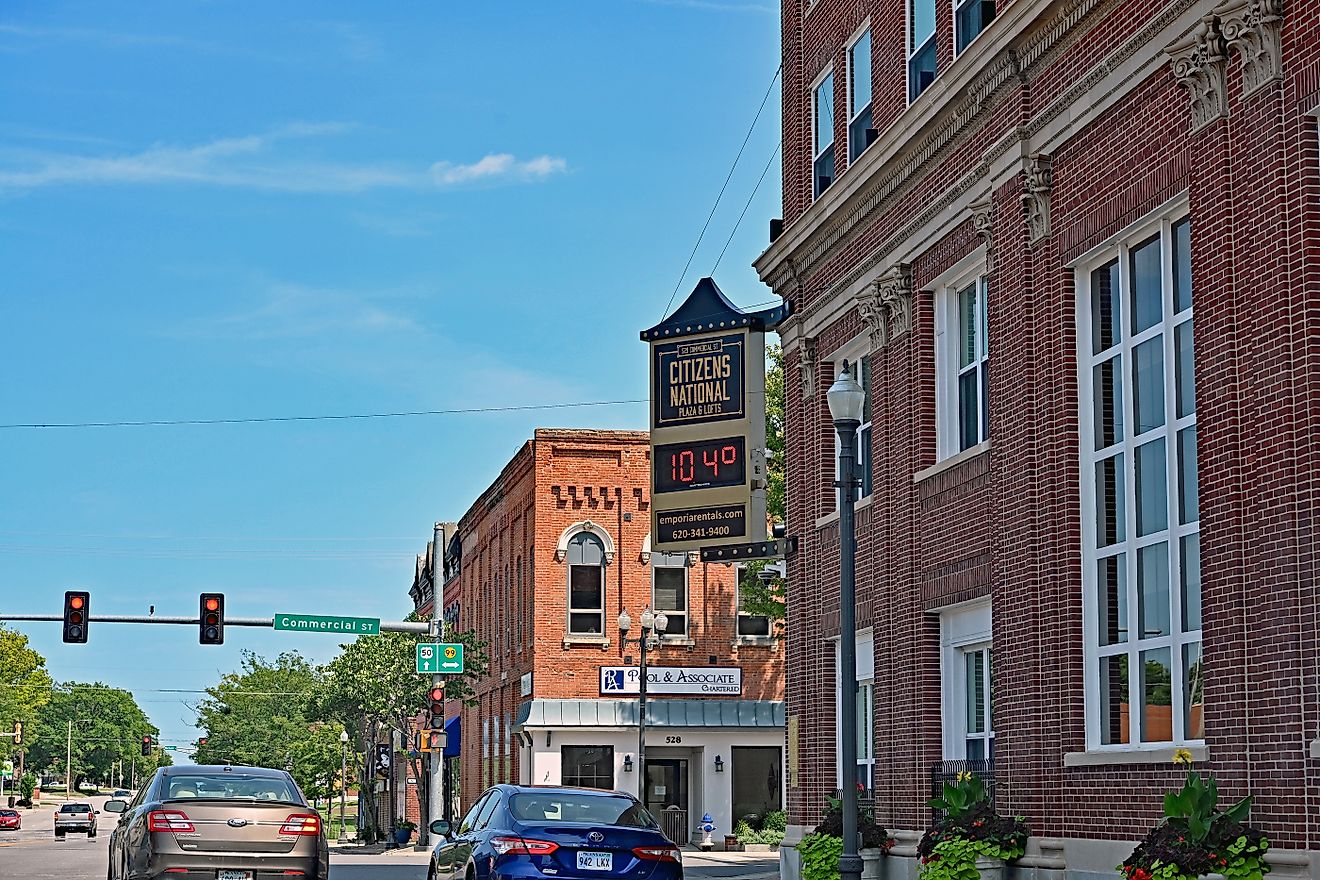 Buildings in the downtown area of Emporia in Kansas. Editorial credit: mark reinstein / Shutterstock.com