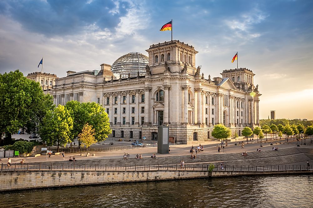 The Reichstag building in Berlin houses the German Parliament (Bundestag).