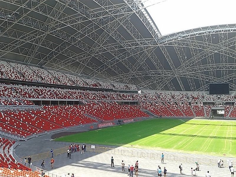 Amazingly, the massive domed roof of the Singapore National Stadium is also retractable.