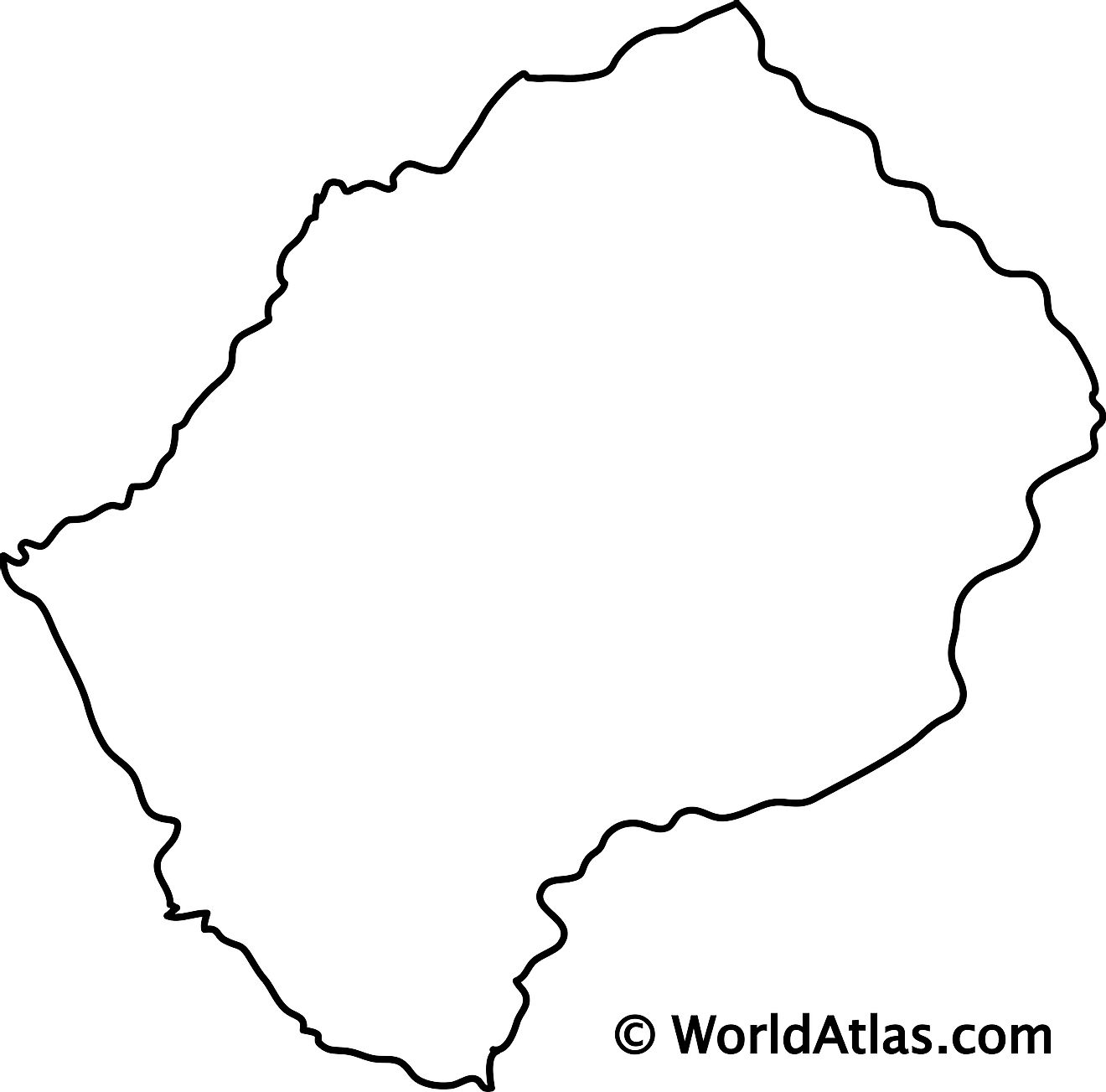 Mapa de contorno en blanco de Lesotho