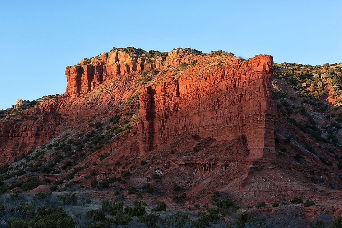 Caprock Canyons State Park and Trailway in Texas is an example of caprock.