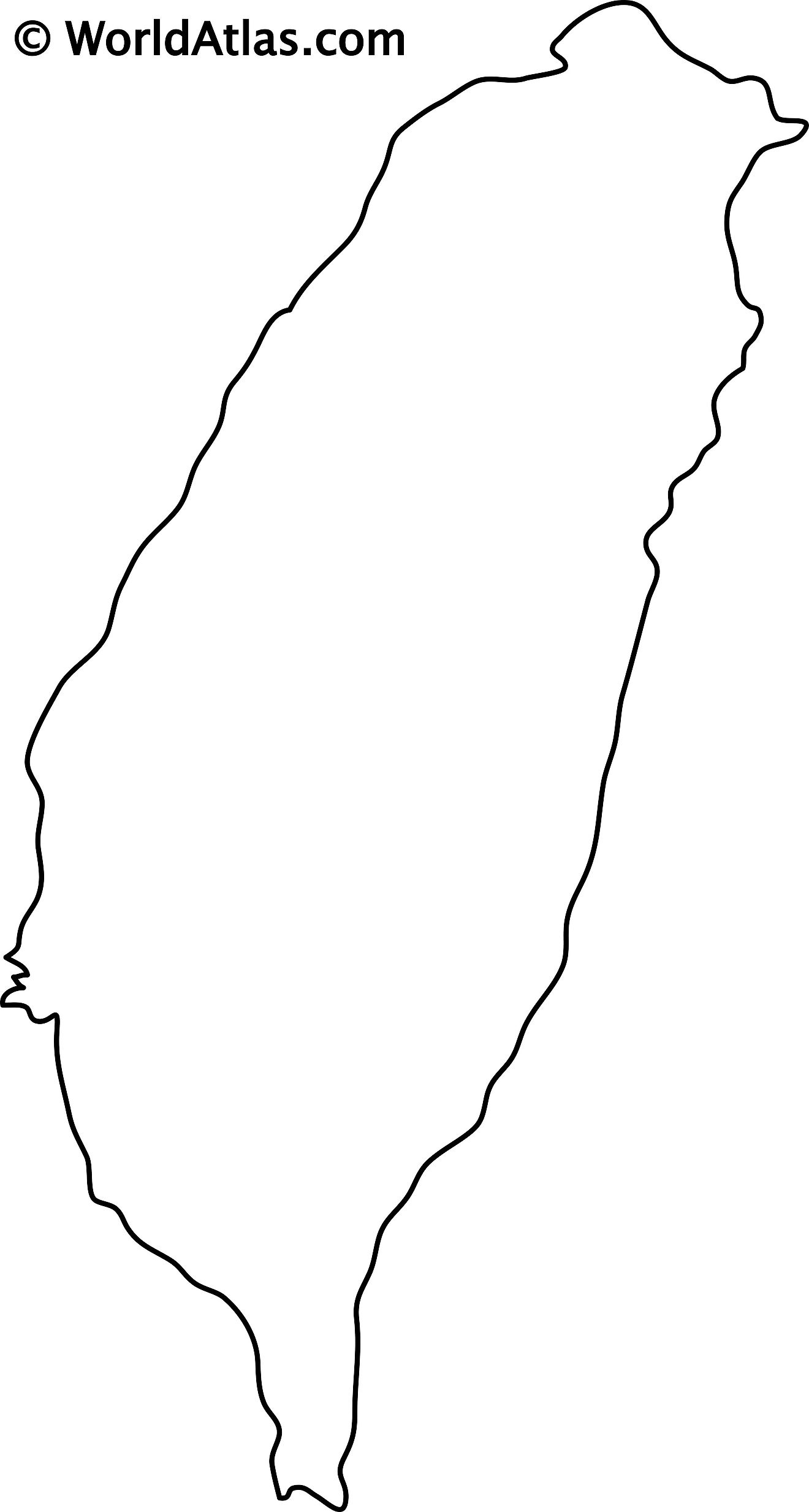 Blank Outline Map of Taiwan