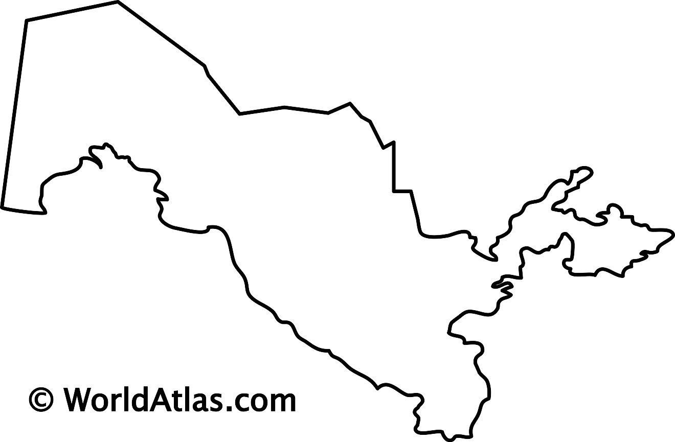 Blank Outline Map of Uzbekistan