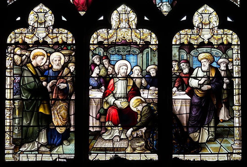 Stained glass artwork depicting Simon the Pharisee. Editorial credit: Jacek Wojnarowski / Shutterstock.com. 