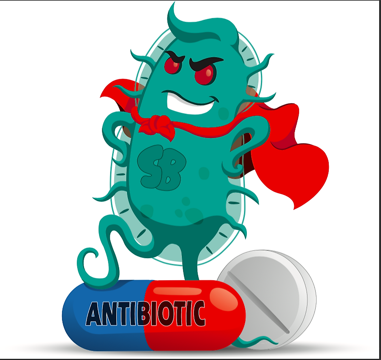 A caricature of a superbug. Image credit: Luciano Cosmo/Shutterstock.com