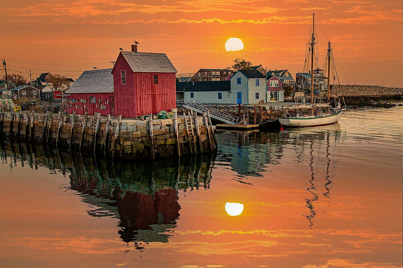 A stunning sunset over Rockport, Massachusetts.