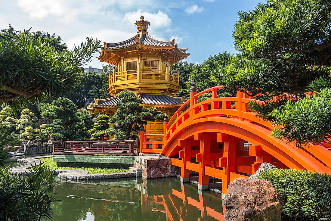 The Golden Pavillion Temple in Nan Lian Garden, Hong Kong. 