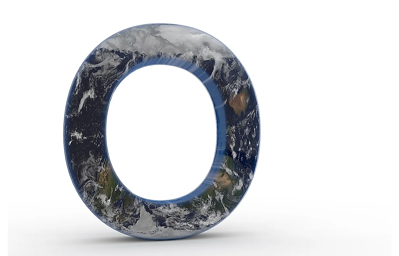 The Letter "O" decorated in the features of Planet Earth.
