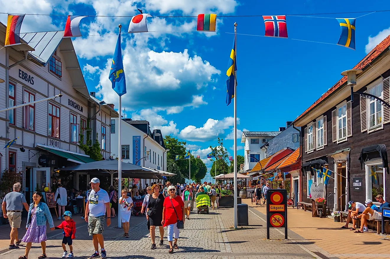 Commercial Street in Borgholm, Sweden. Image credit: trabantos / Shutterstock.com.