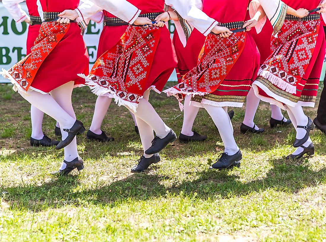Traditional Bulgarian dancers. 