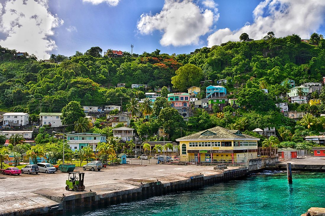 Colorful buildings of the capital city of Kingstown in Saint Vincent and the Grenadines.