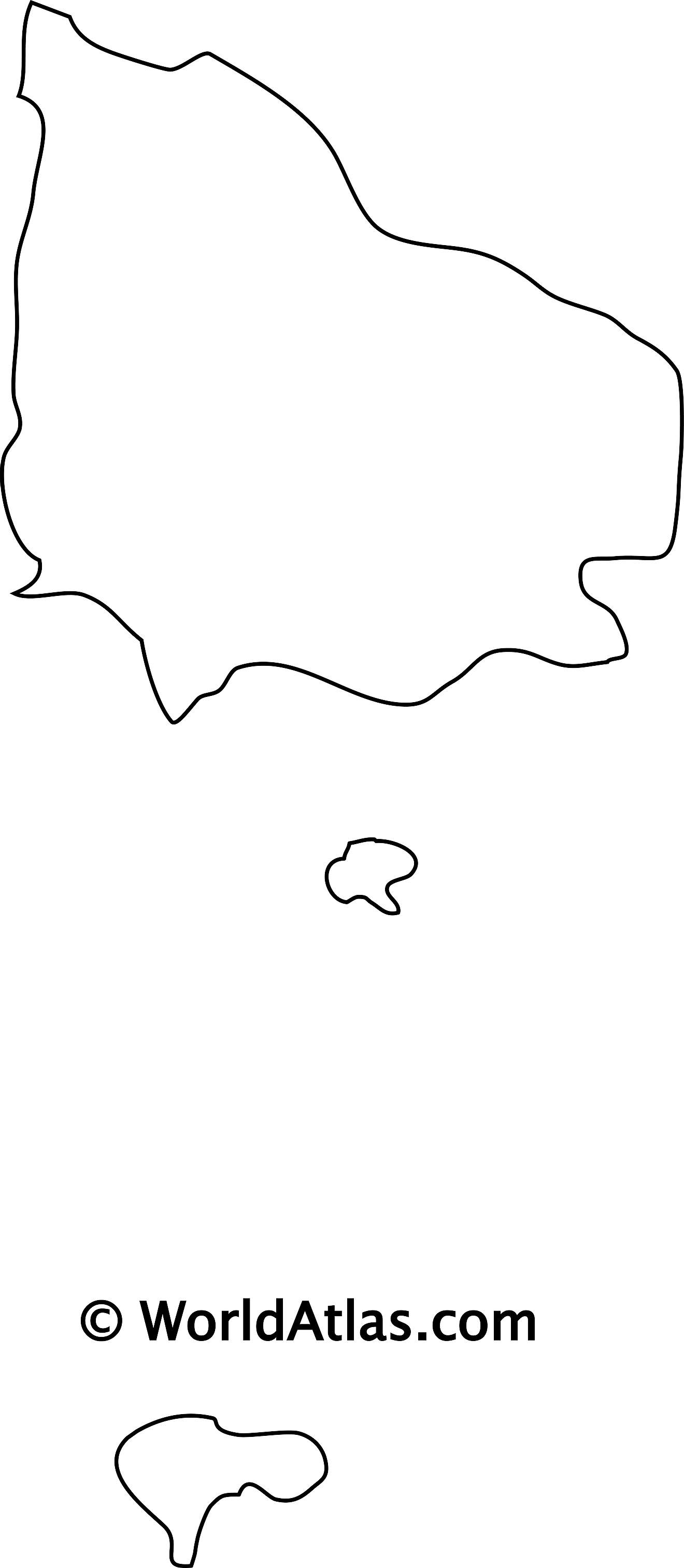 Mapa de contorno en blanco de la isla de Norfolk