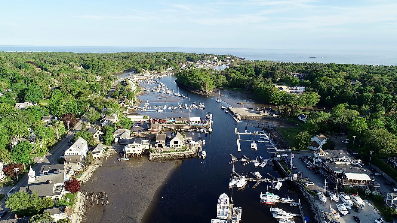Boats docked at Kennebunkport on gorgeous spring day.
