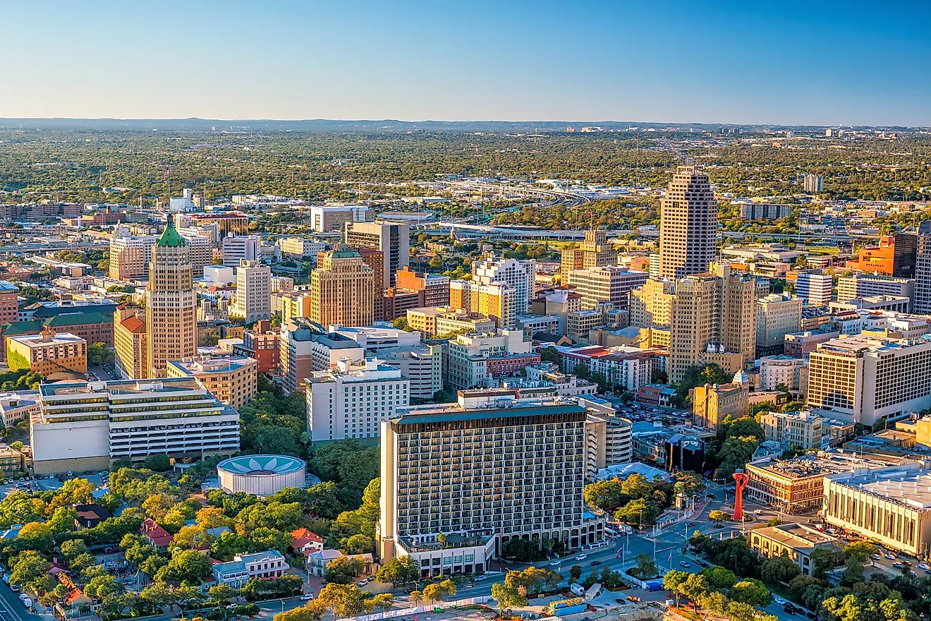 Aerial view of downtown San Antonio in Texas. 