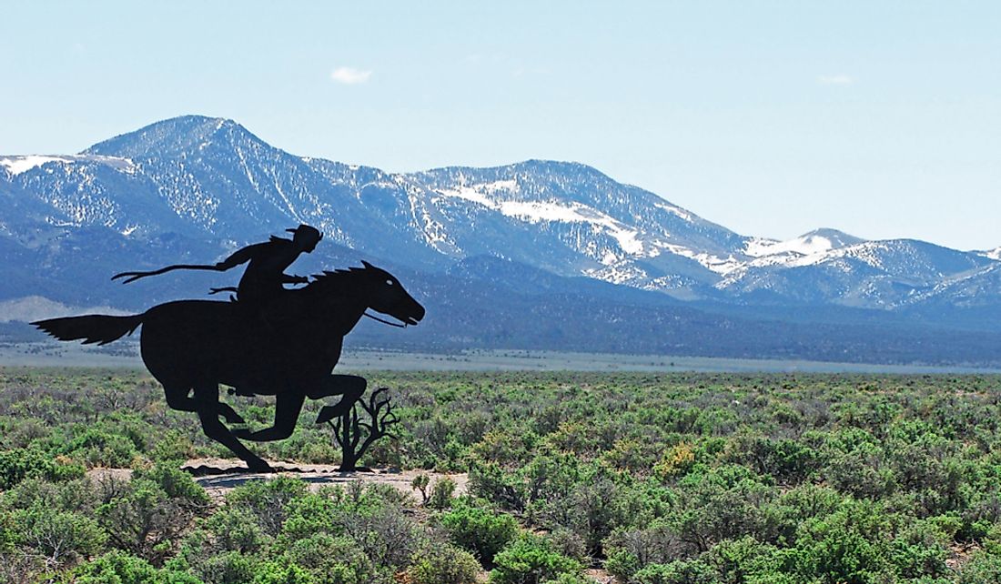 Artwork in Nevada commemorating the Pony Express.  Editorial credit: JimCottingham / Shutterstock.com