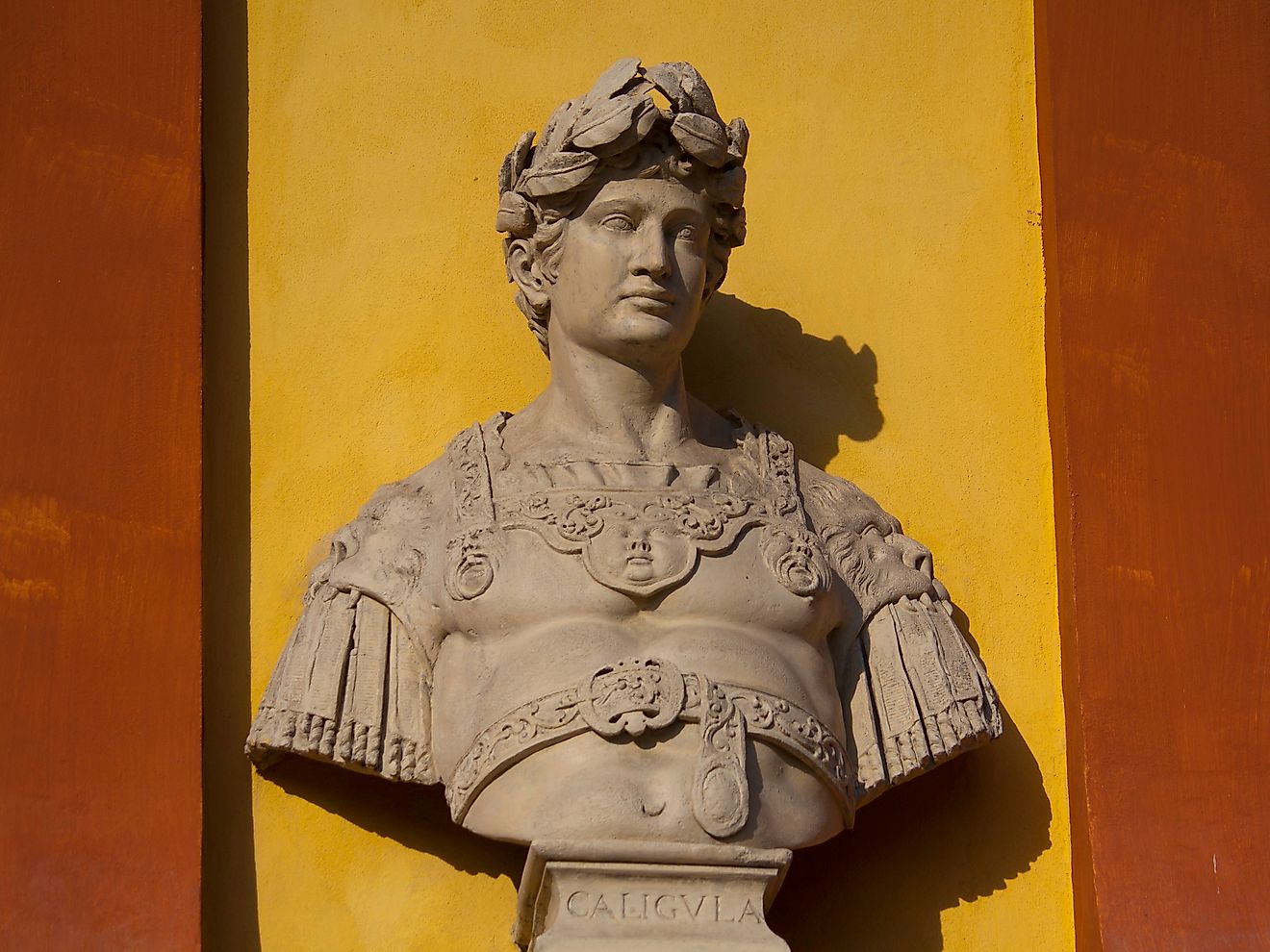 Bust of Emperor Caligula in Modena, Italy. These sculptures were made around the 1600s.