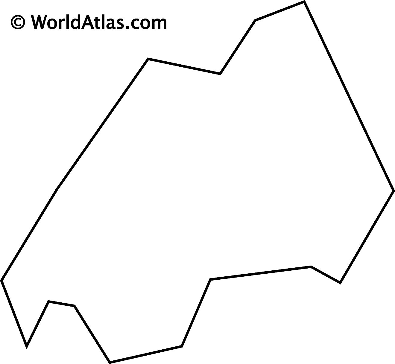 Blank Outline Map of Rwanda