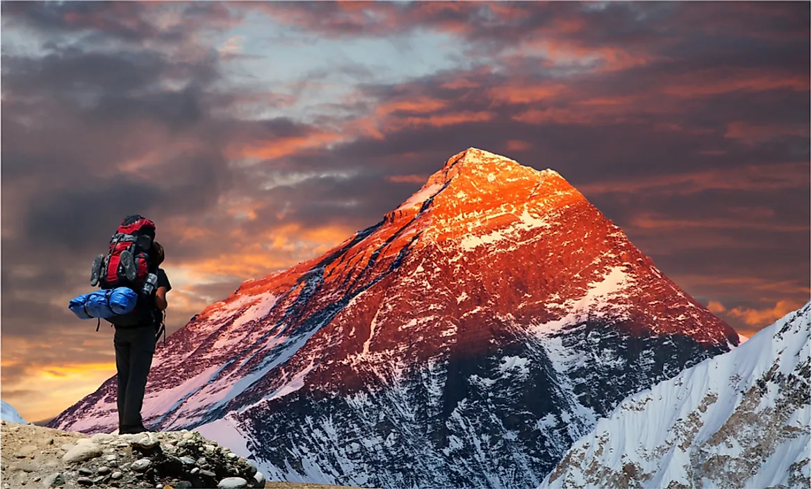 Climbing to Everest base camp in Sagarmatha National Park, Nepal.