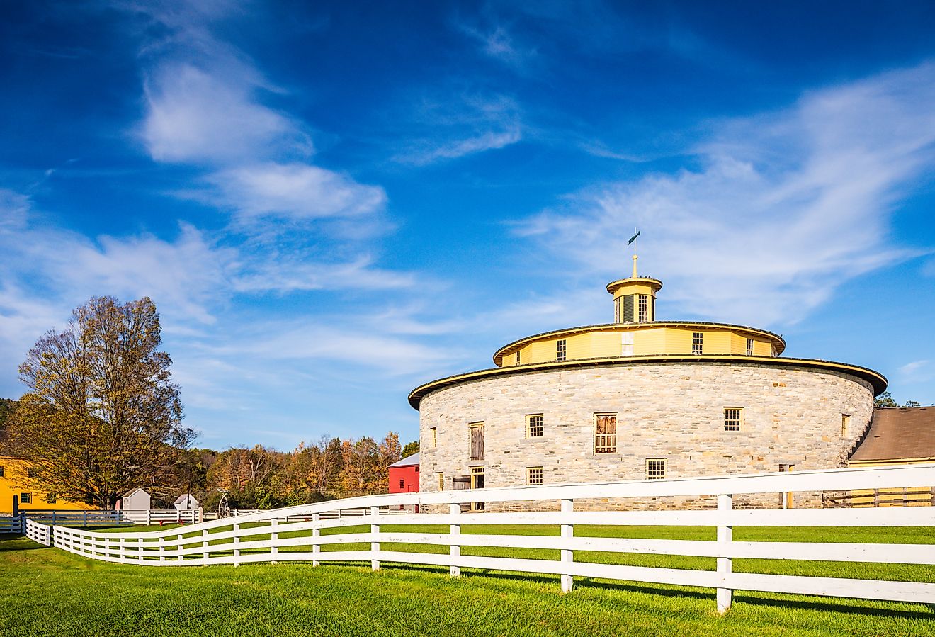 Round Stone Barn at Hancock Shaker Village in Pittsfield, Massachusetts. Editorial credit: Sandra Foyt / Shutterstock.com